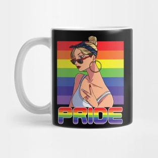 Pride Month Rainbow Lesbian Chola Mug